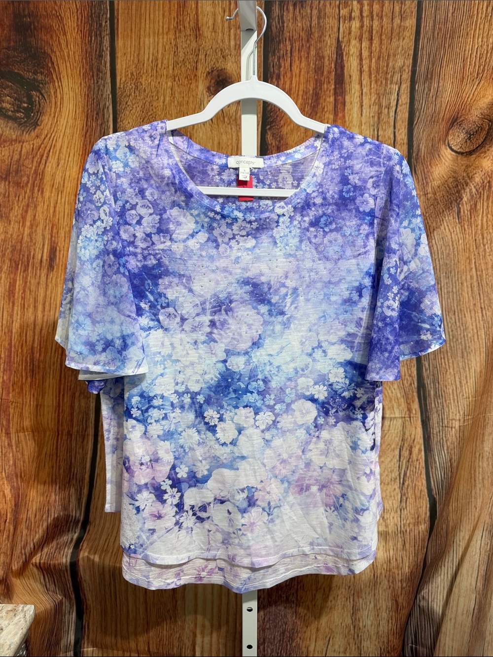 🚨(5/$10) Concepts Flutter Sleeve Blouse Size Large